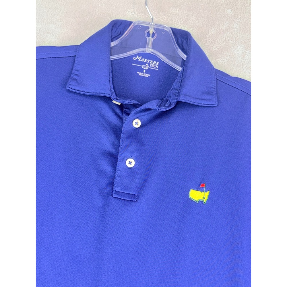 Masters Tech Mens Small Royal Blue Golf Polo Shirt Embroidered Logo Augusta
